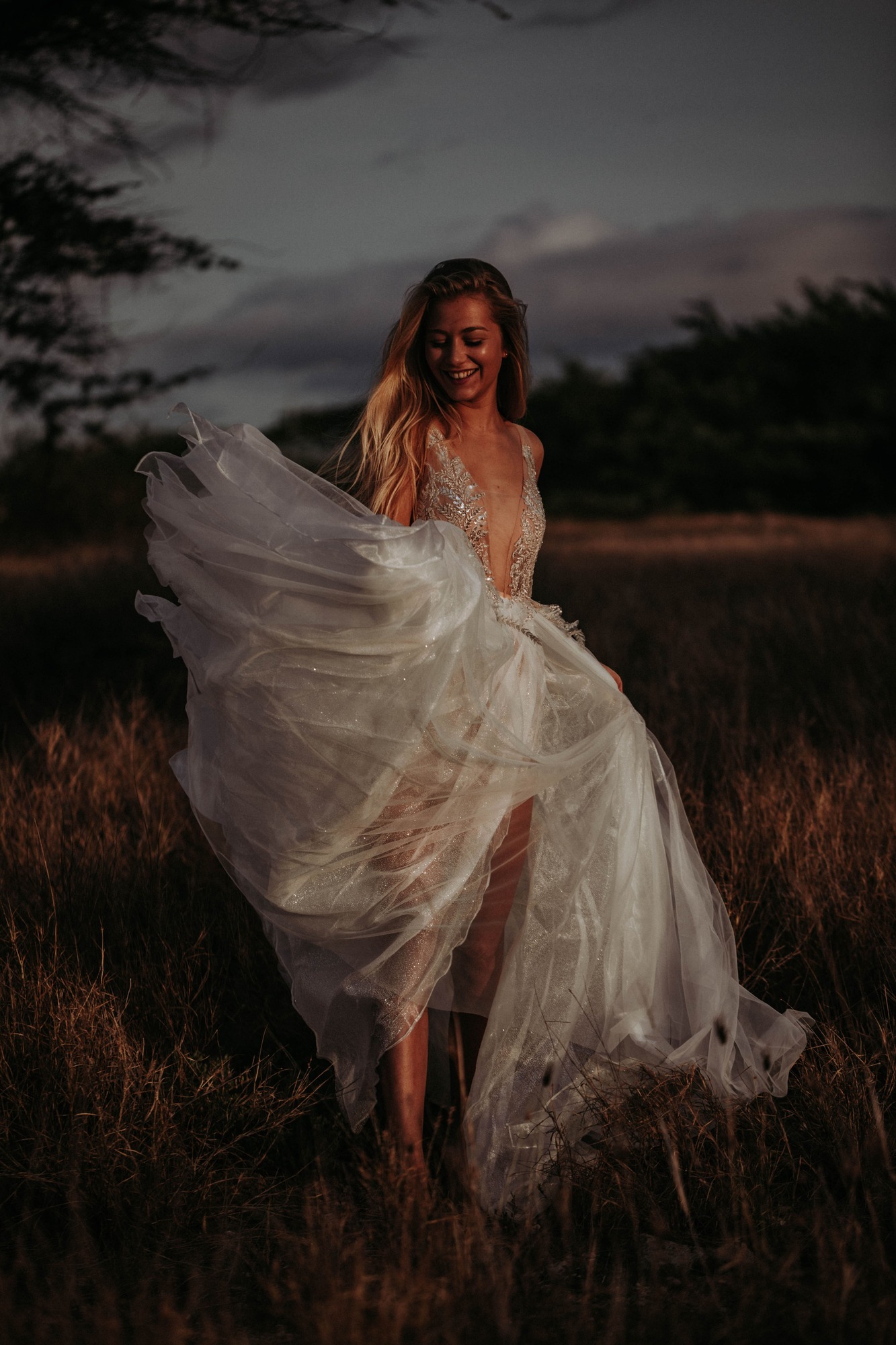 smiling in the weddingdress